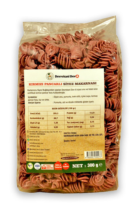 Kırmızı Pancarlı Siyez Makarnası 300 Gr