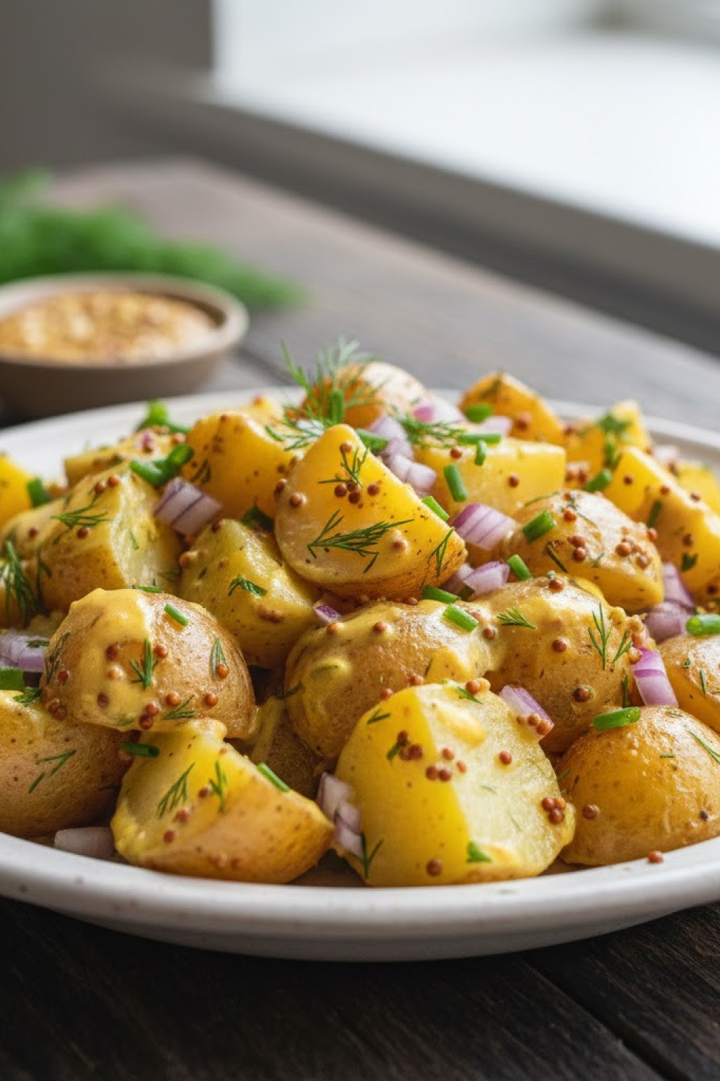 Hardal soslu patates salatası