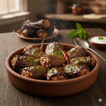 zeytinyağlı kuru patlıcan dolma (5 adet)